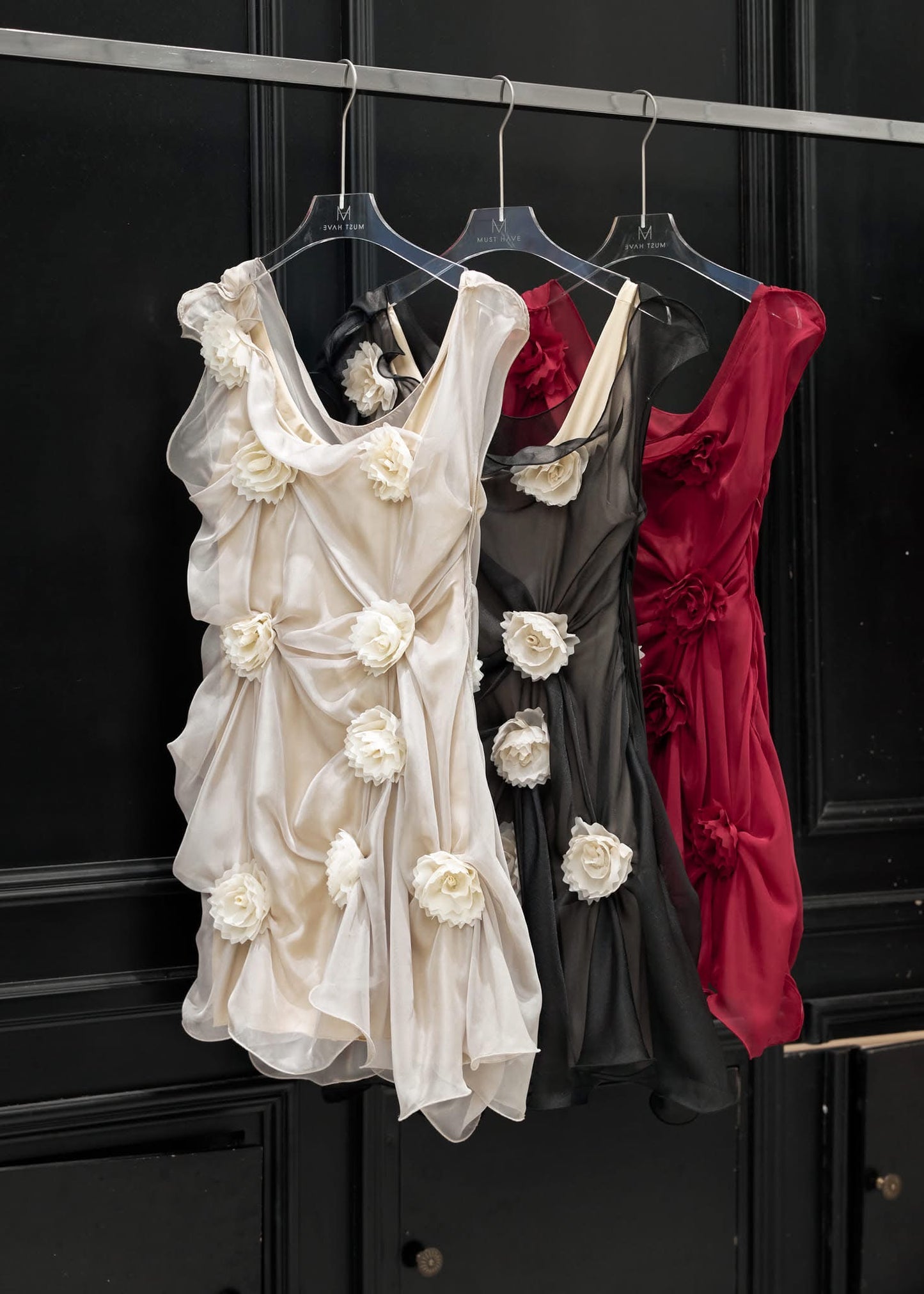 Musthave Black& Grey& Red& Nude& White Sheer Floral Mini Dress