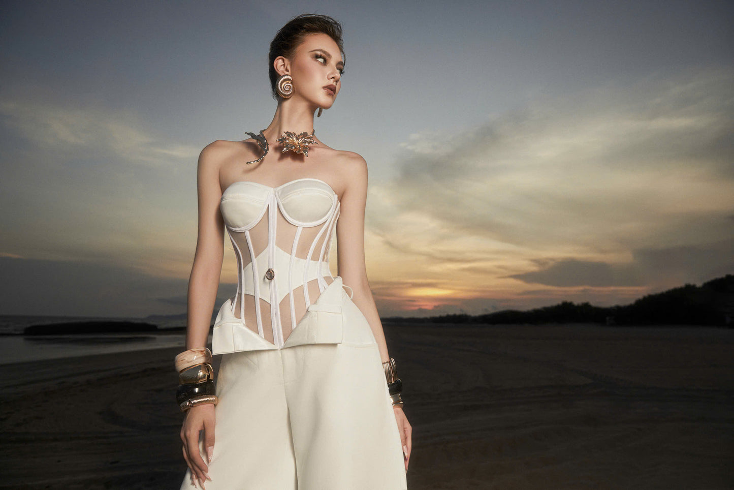 MAEL FEMME BLACK WHITE CASSIE JUMPSUIT TOP