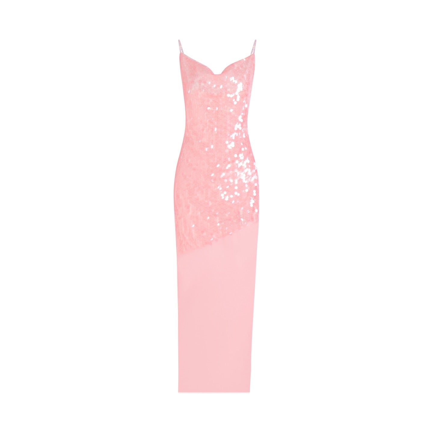 MIMI PLANGE Vacation Sweet Sequins Pink Maxi Dress