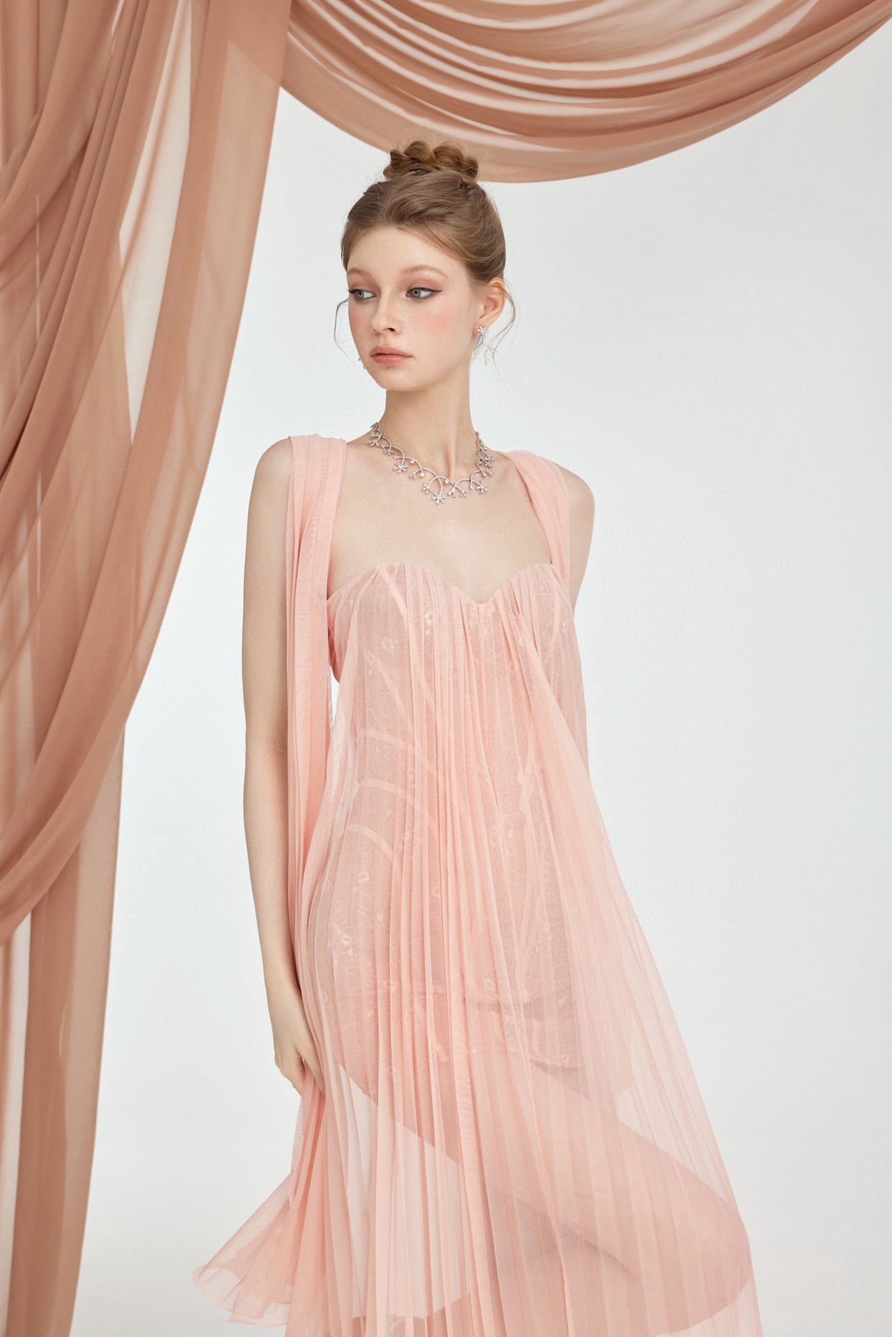 SHEERLUCK BRIGHT PINK MAXI VACATION DRESS