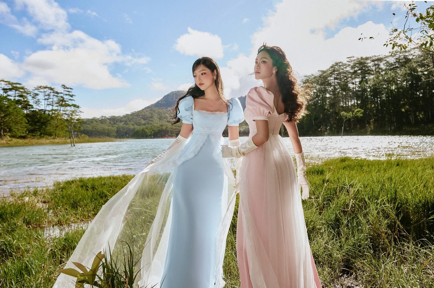 SISSY NATION Sweet Elegant Fairycore Pink Daphne Silk Maxi Dress