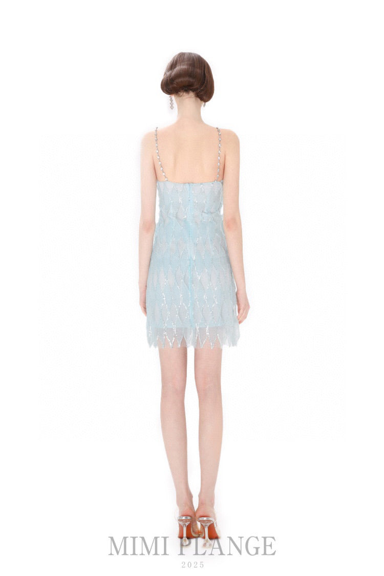MIMI PLANGE Blue Diamond Mini Dress