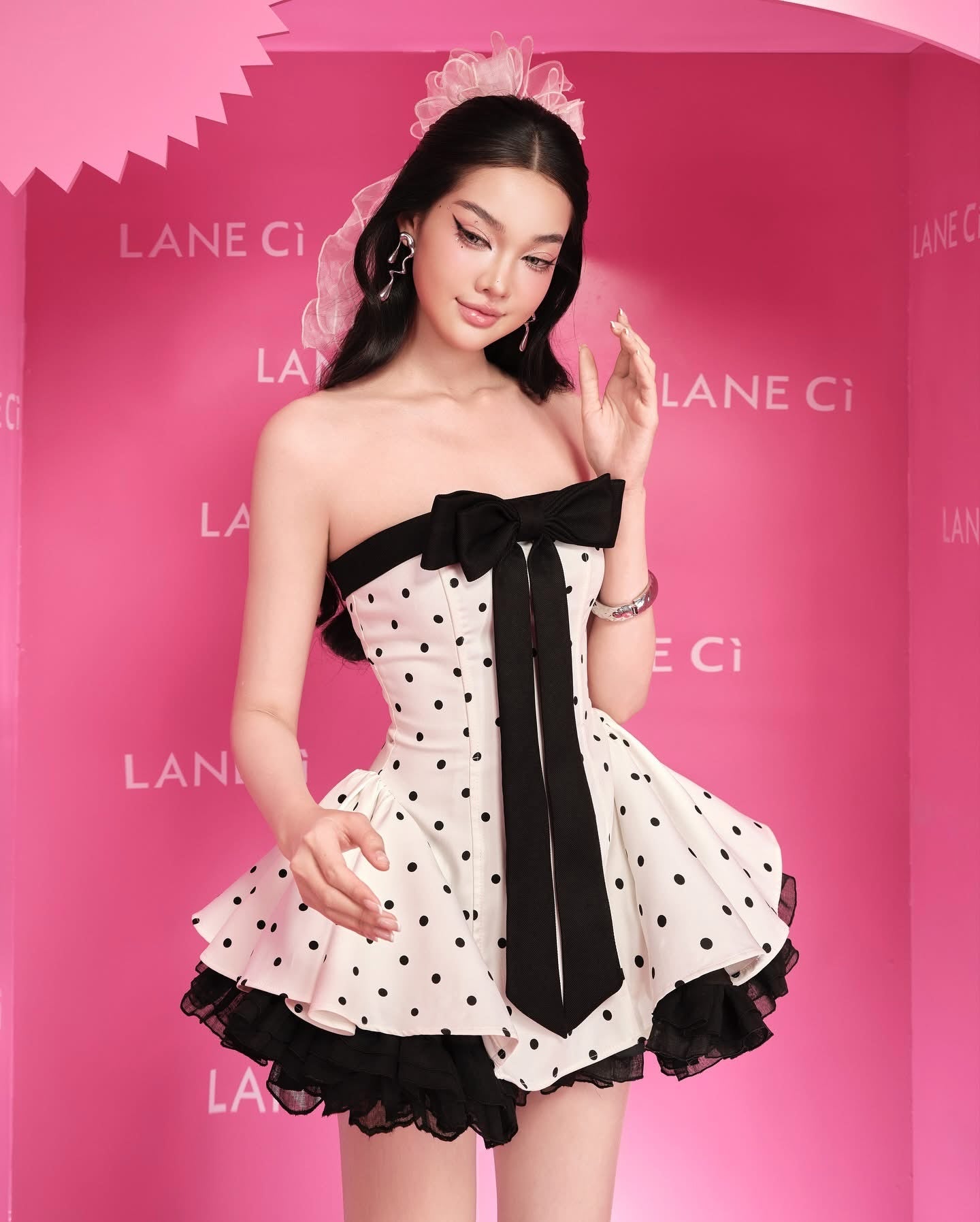 LANE CI White Bunny Mini Dress