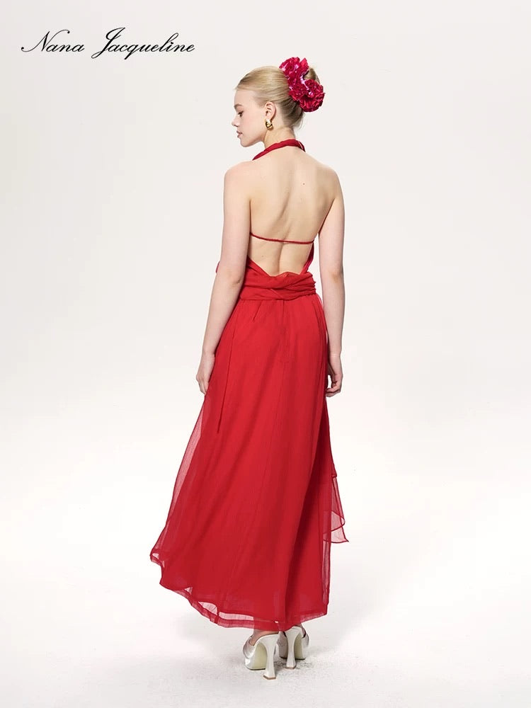 NANA JACQUELINE Red V-neck Maxi Dress