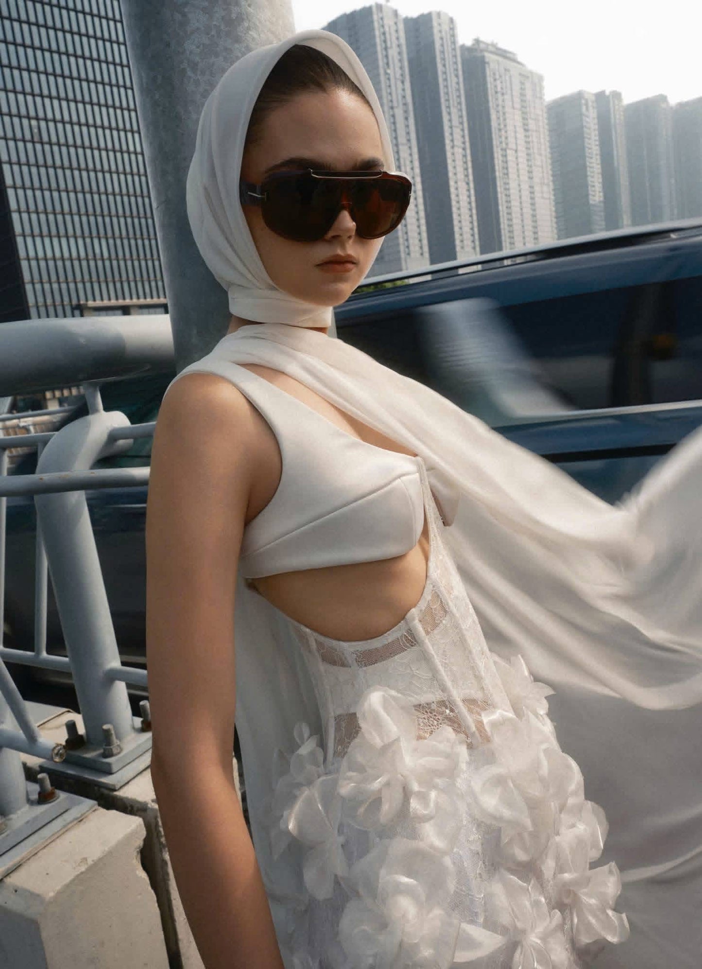 MAEL FEMME White Florella Mini Dress & Shawl