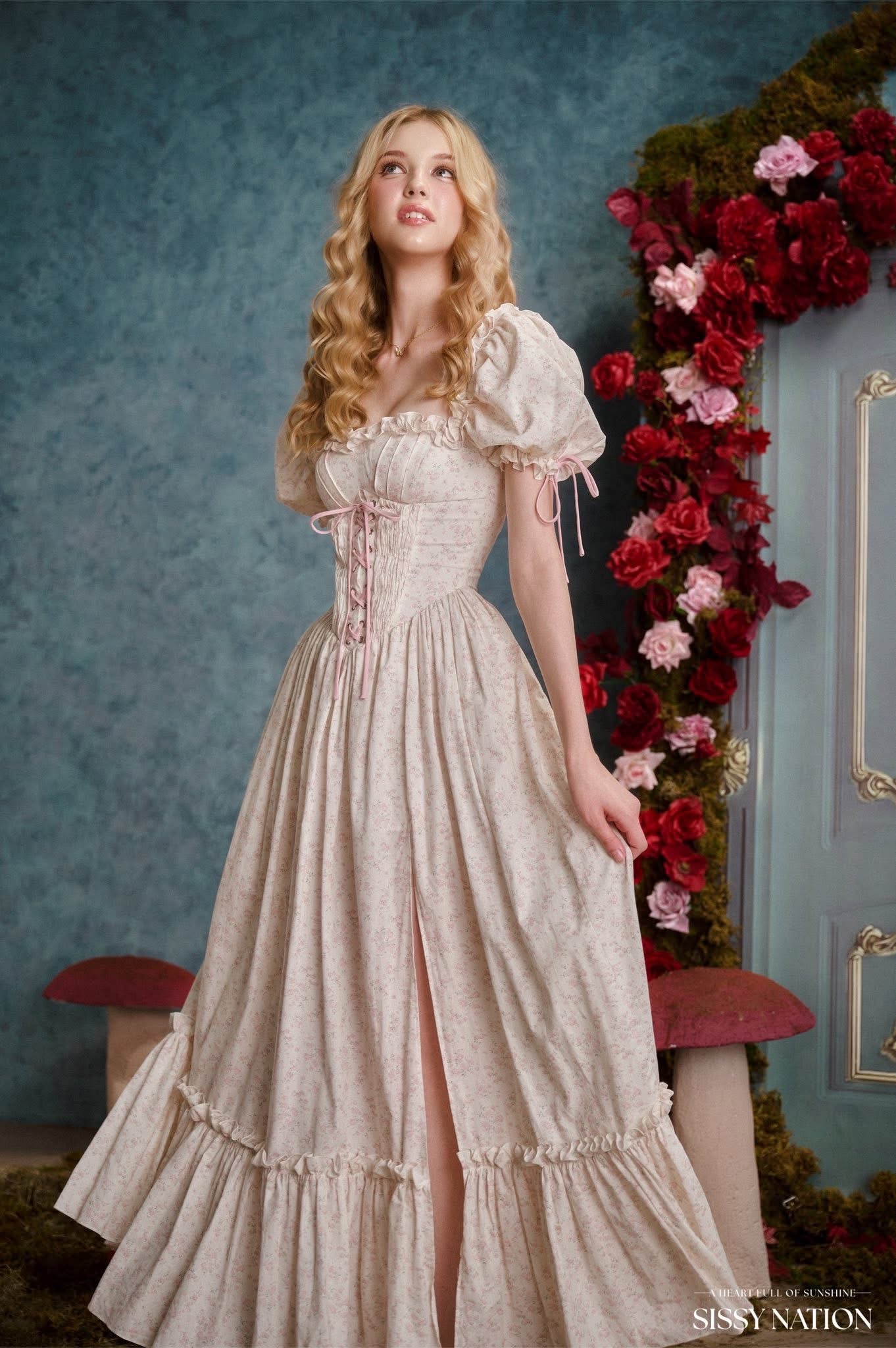 SISSY NATION White Summertime Sadness Corset Maxi Dress