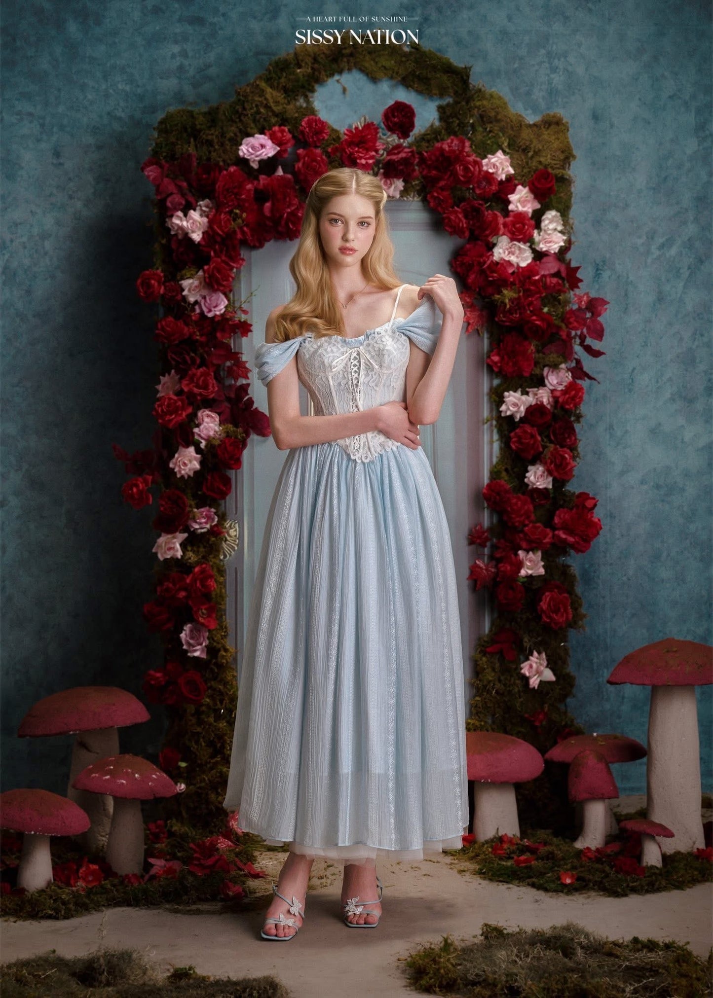 SISSY NATION Blue Alice Corset Maxi Dress