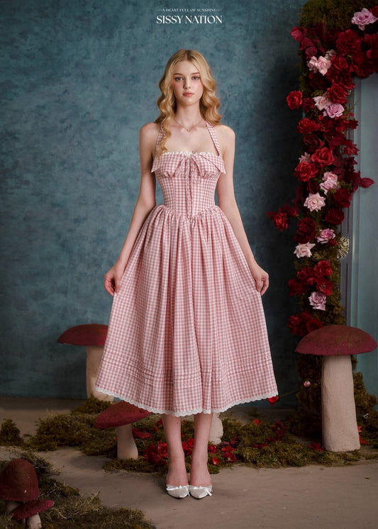 SISSY NATION Pink Secret Garden Corset Maxi Dress