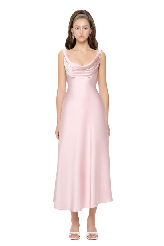 JUBIN Pink Elegant Midi Dress