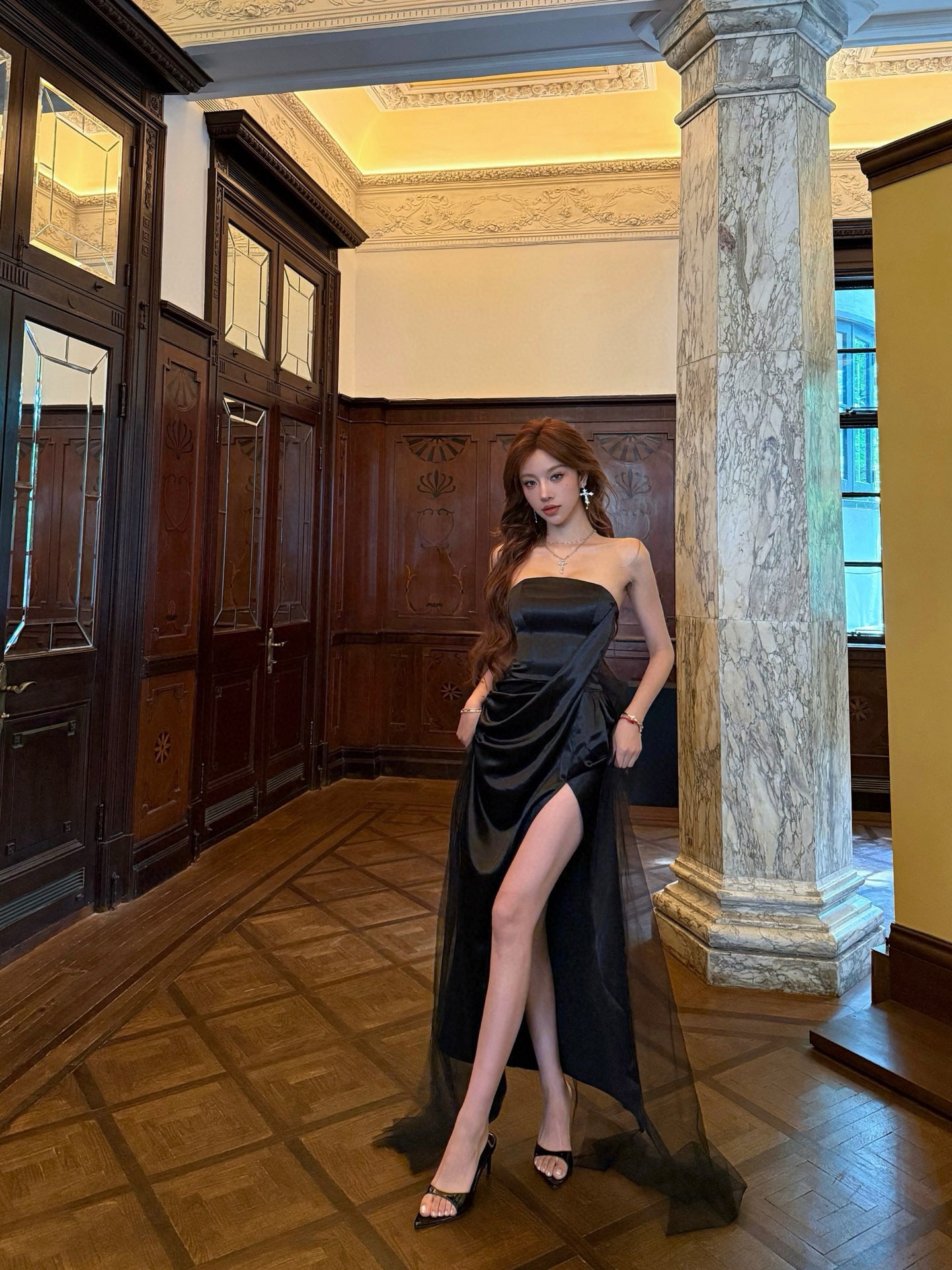 CROWCREW Black Evening Maxi Dress