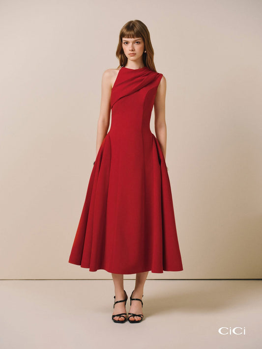 CICI RED HARDIN Midi Dress with Cape