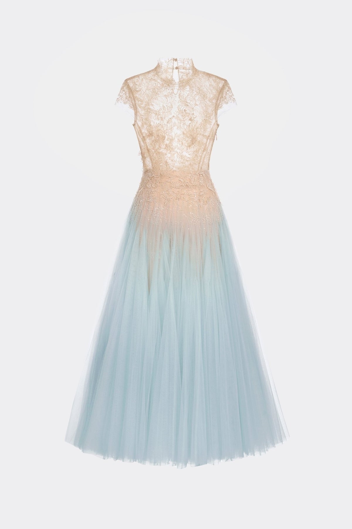 MONTSAND Blue Ombré Cut-Out Lace Midi Dress