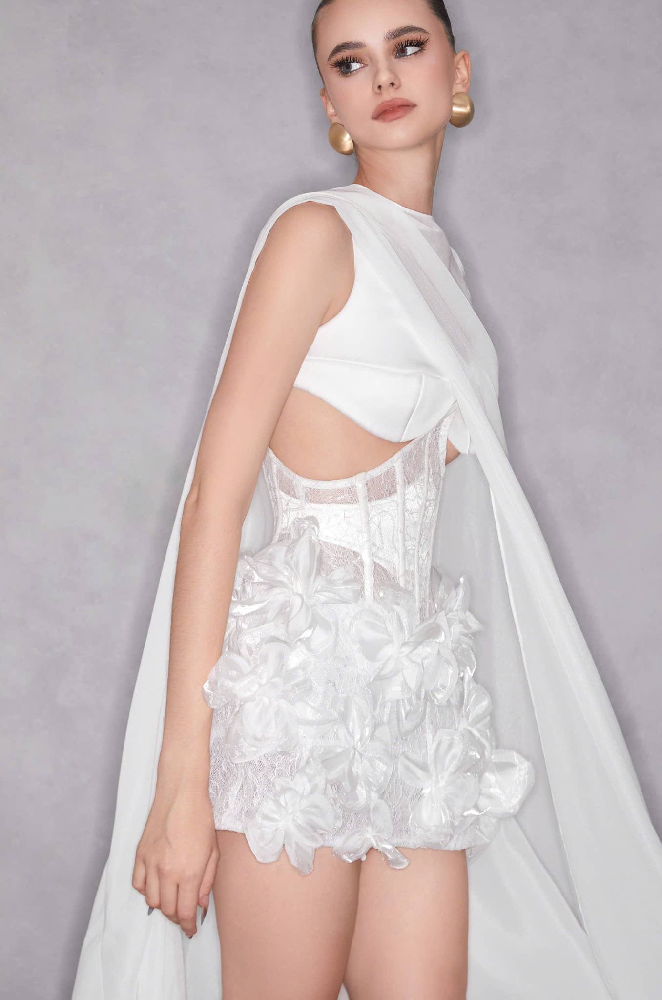 MAEL FEMME White Florella Mini Dress & Shawl