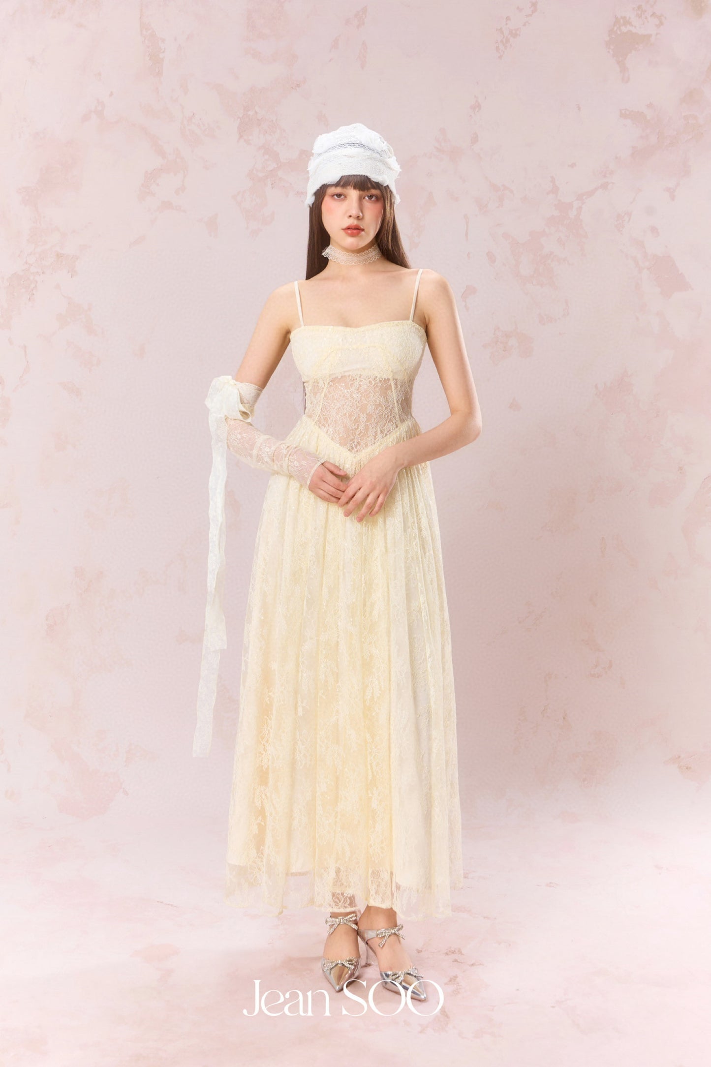 JEAN SOO Yellow Lace Maxi Dress