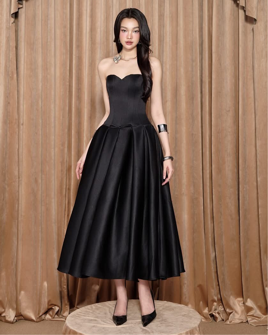 LANE CI Black midi dress