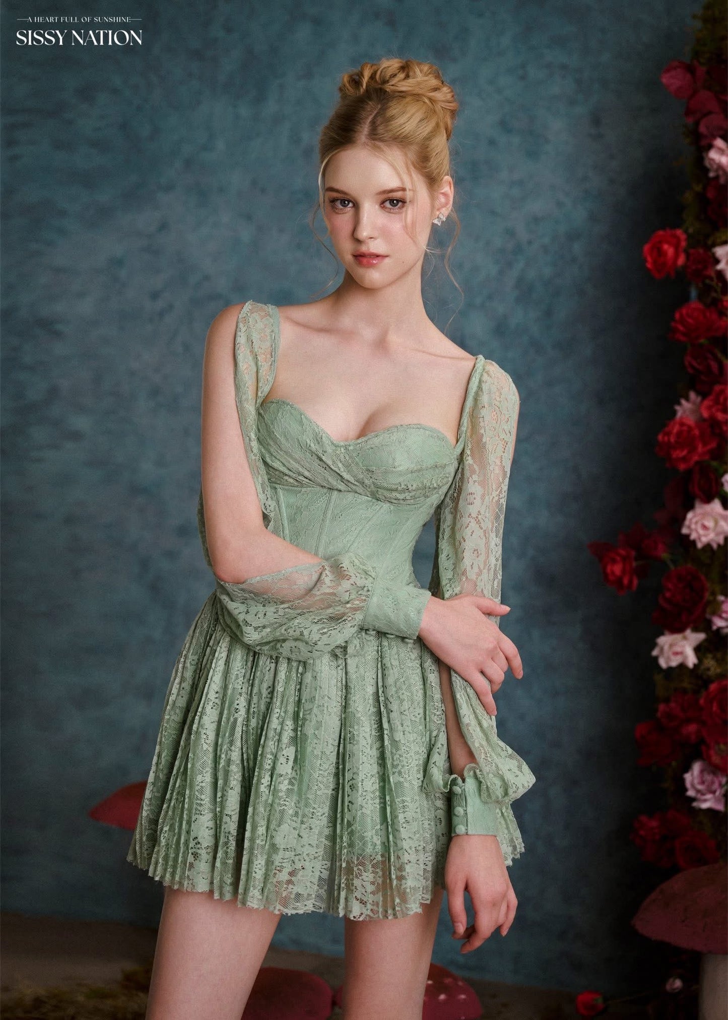 SISSY NATION Green Tinkerbell Corset Mini Dress