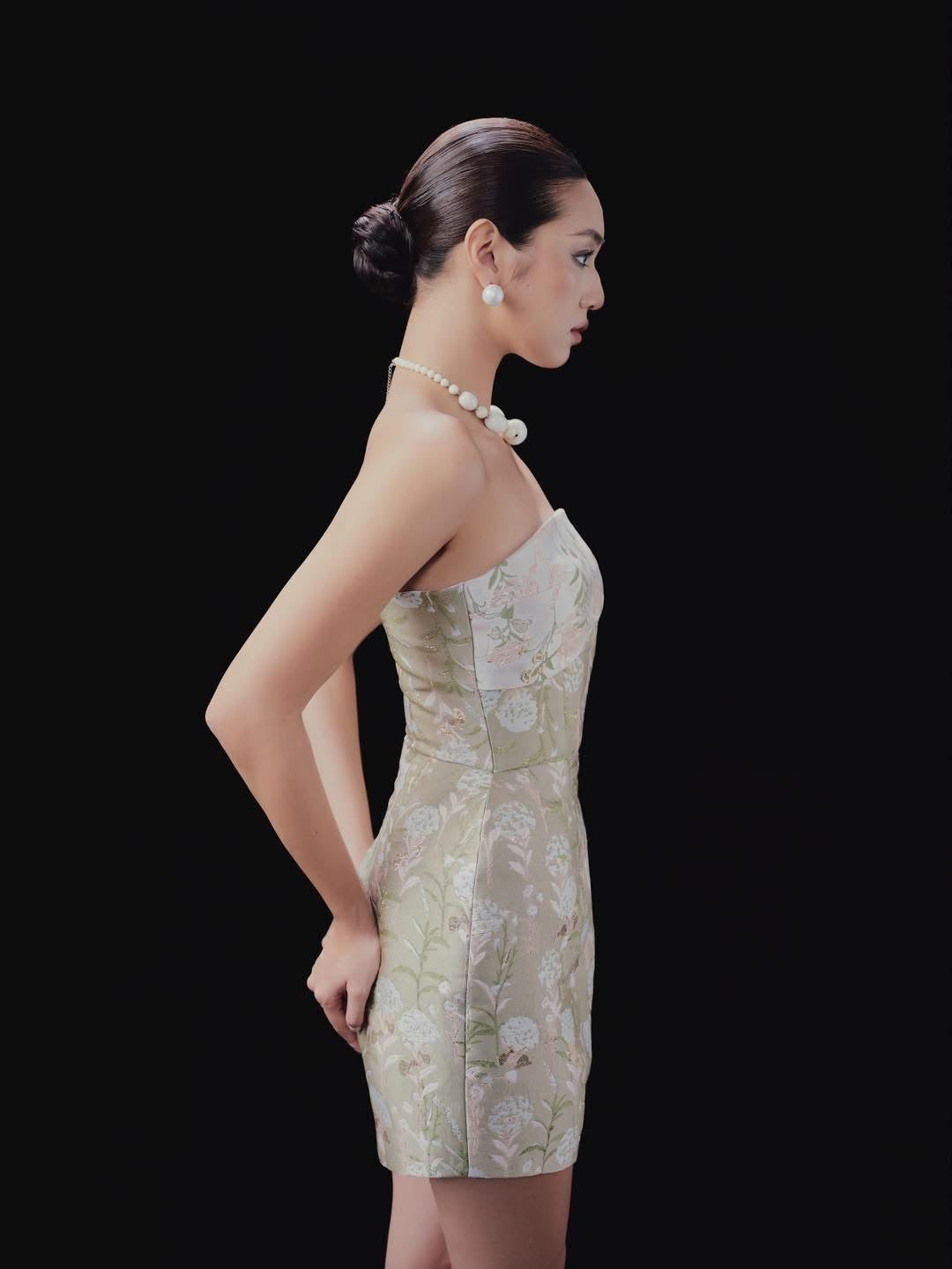 OIA STUDIOS Green Floral Sweet Ling Mini Dress