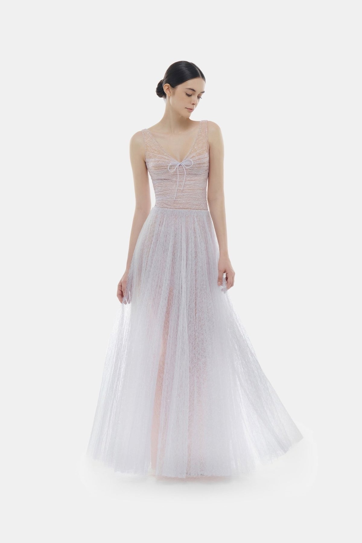 MONTSAND Blue Violet Drapped Maxi Dress