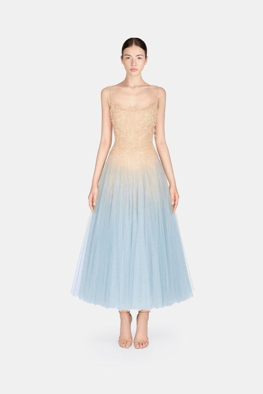 MONTSAND Blue Ombre Lace Midi Dress