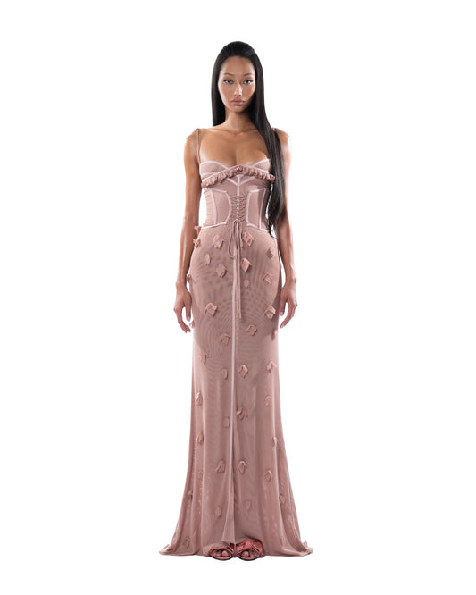 HUELLEY ROSE Pink Lsla Maxi Dress