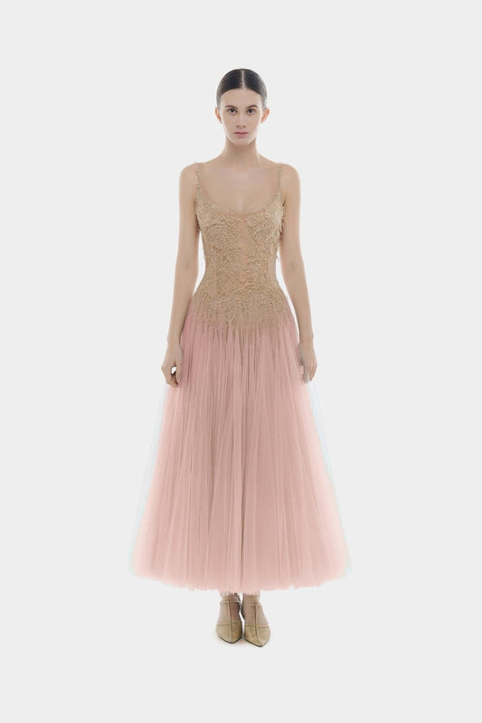 MONTSAND Pink Ombre Lace Midi Dress