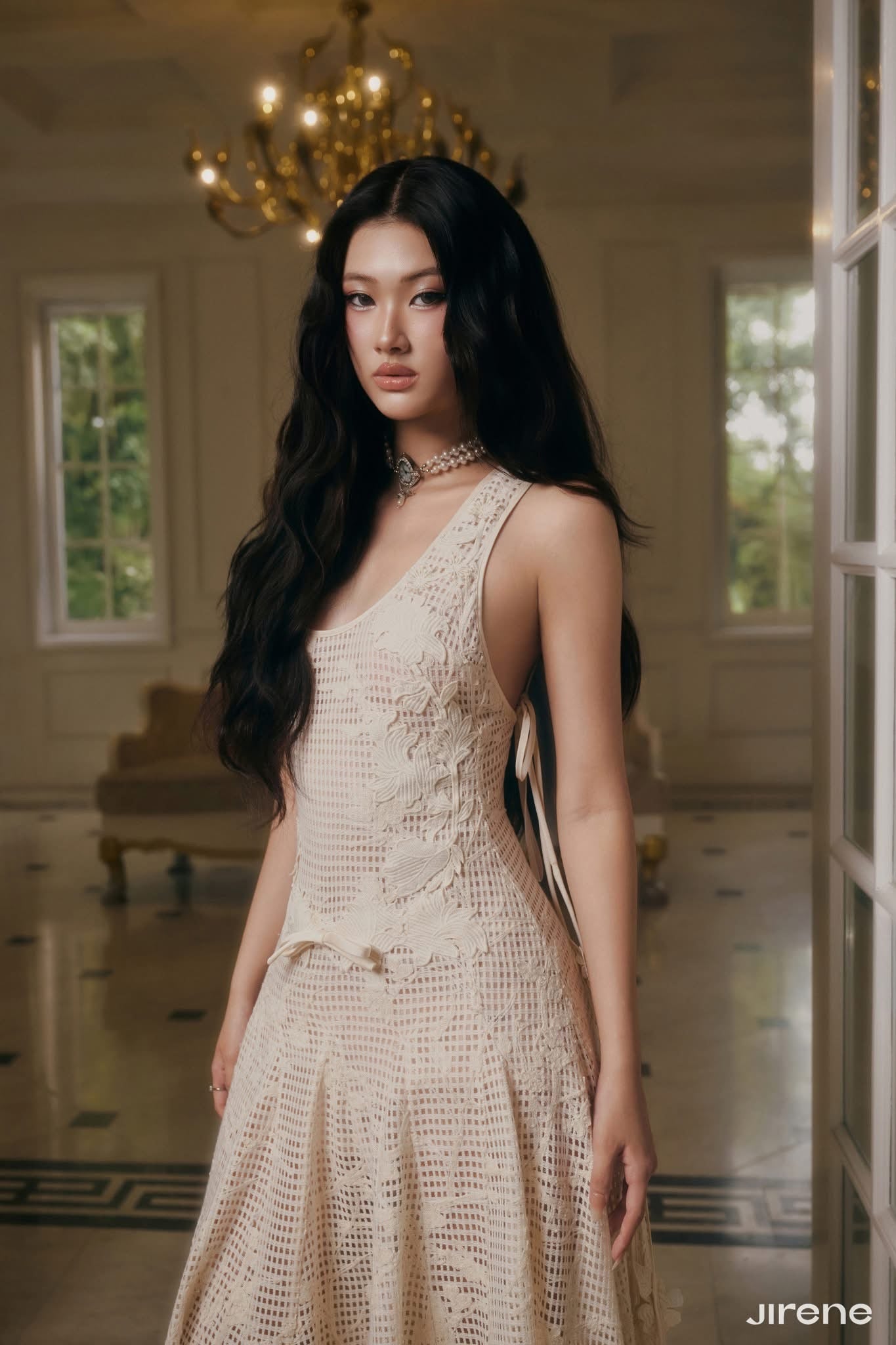 JIRENE Cream Creme Midi Dress