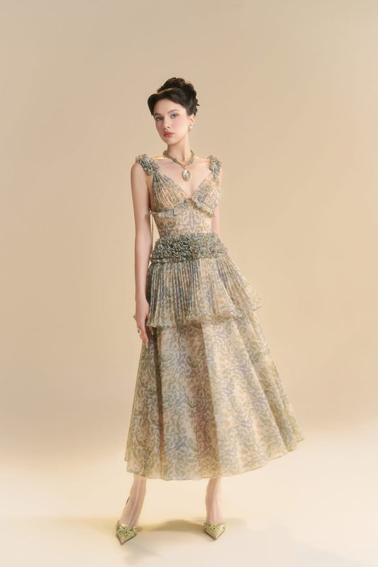 LINH PHUNG Green Velezia Midi Dress