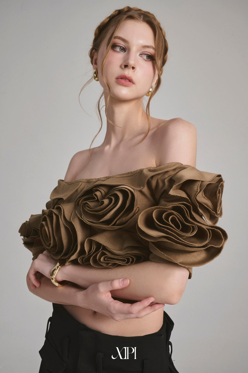 Xipi White& Brown Floral Elian Top
