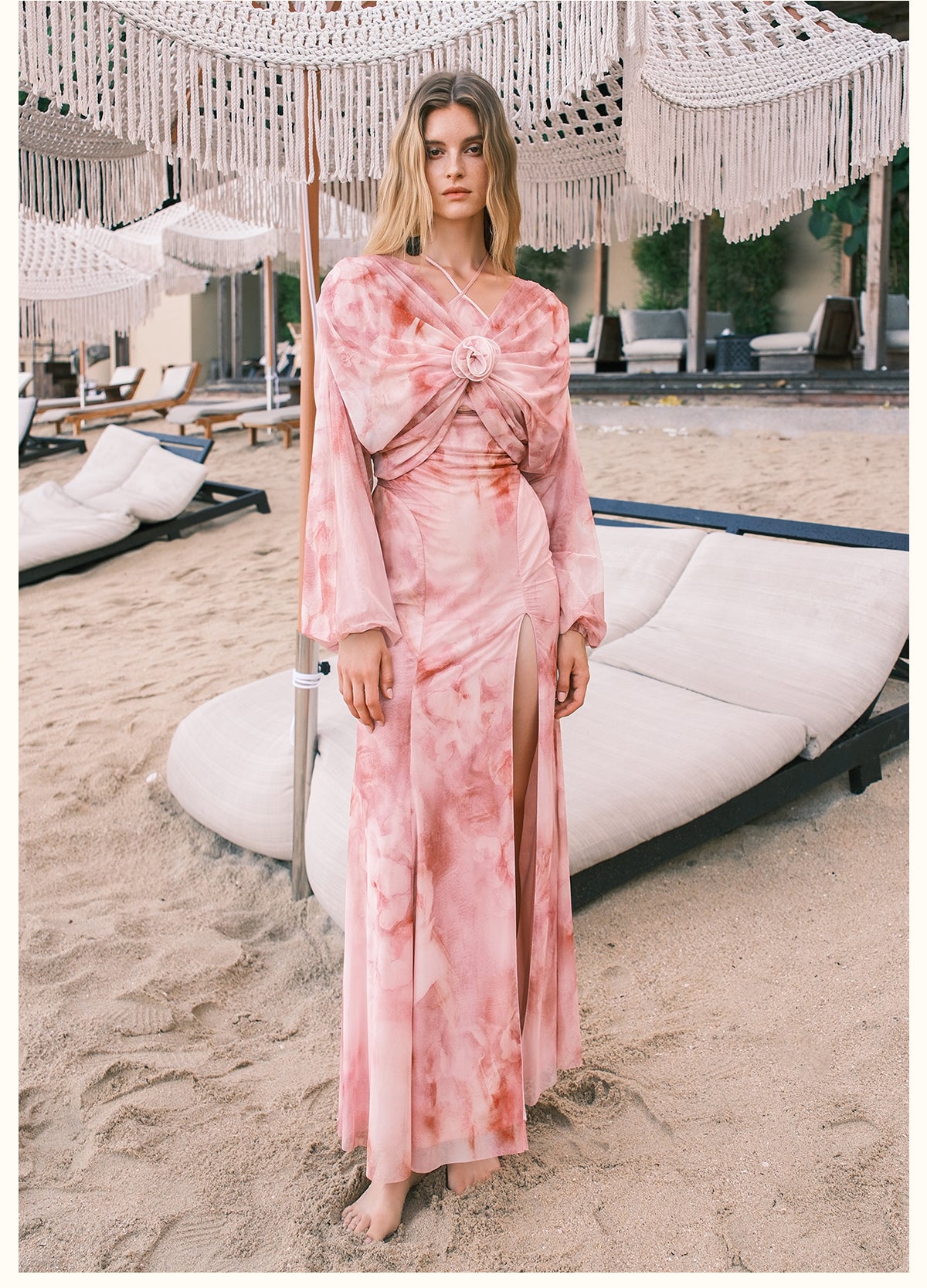 SHEERLUCK PINK MAXI DRESS & BLOUSE