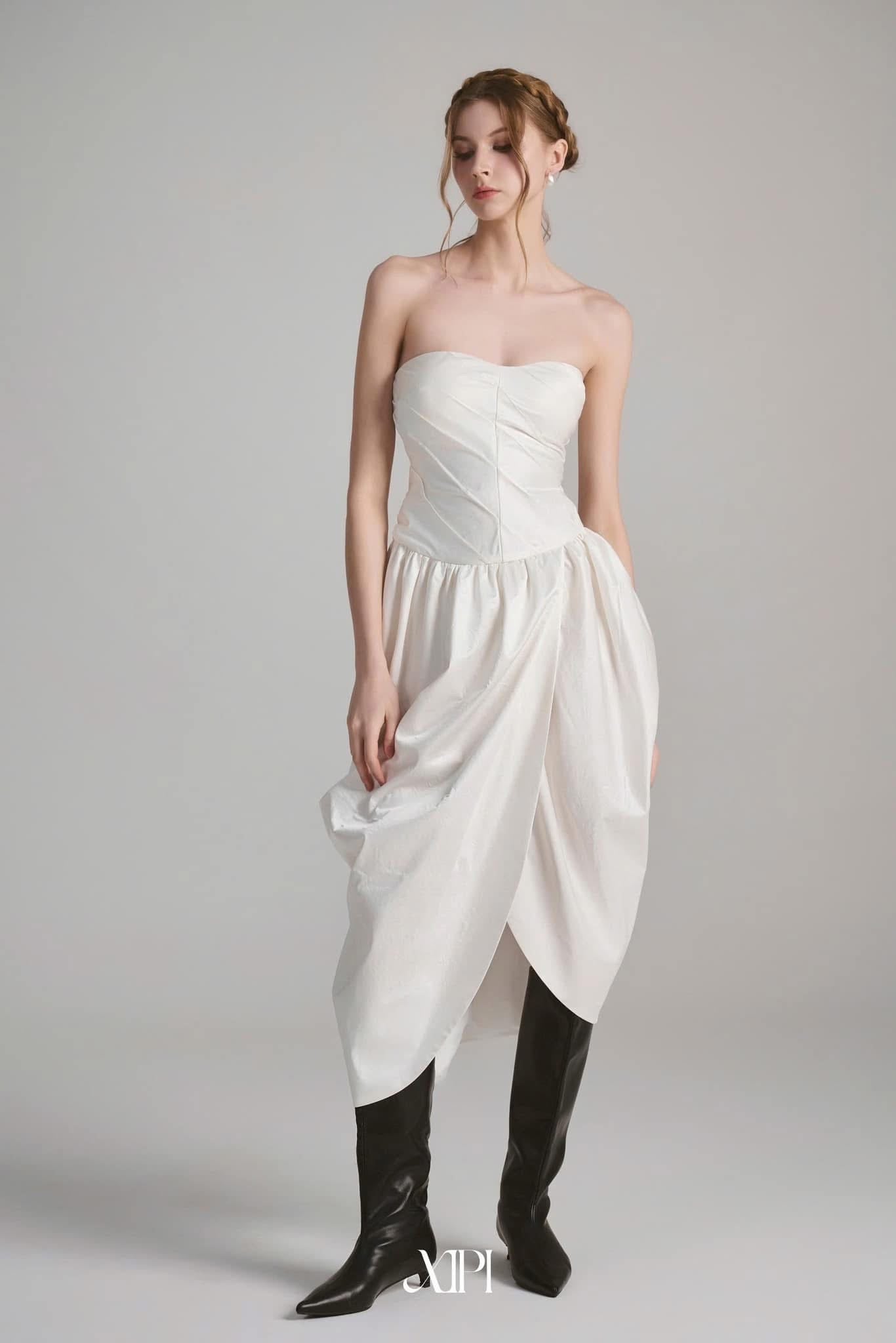 Xipi White Andrea Midi Dress