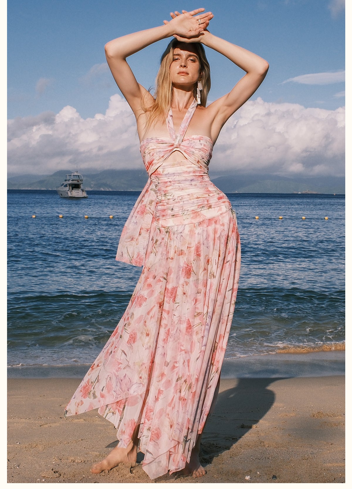 SHEERLUCK Green Flower Maxi dress