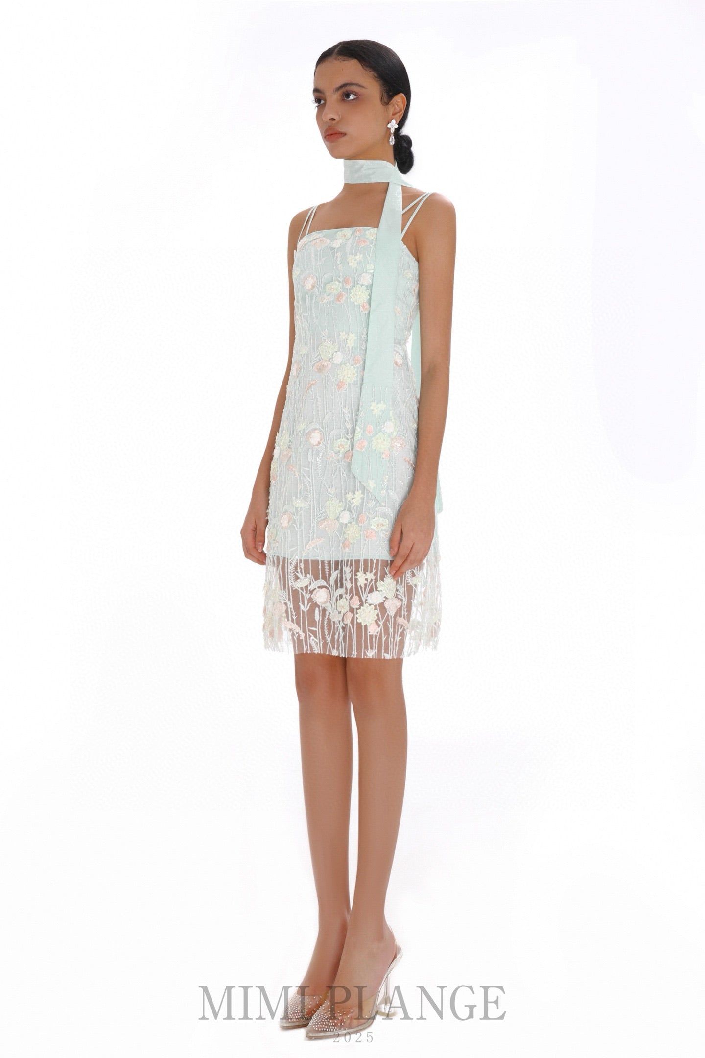 MIMI PLANGE Mint Floral Mini Dress