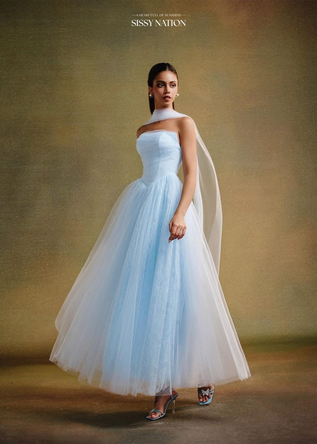 SISSY NATION Blue Elegant Amelia Corset Maxi Dress