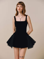 Black Moris Mini Dress with Cape