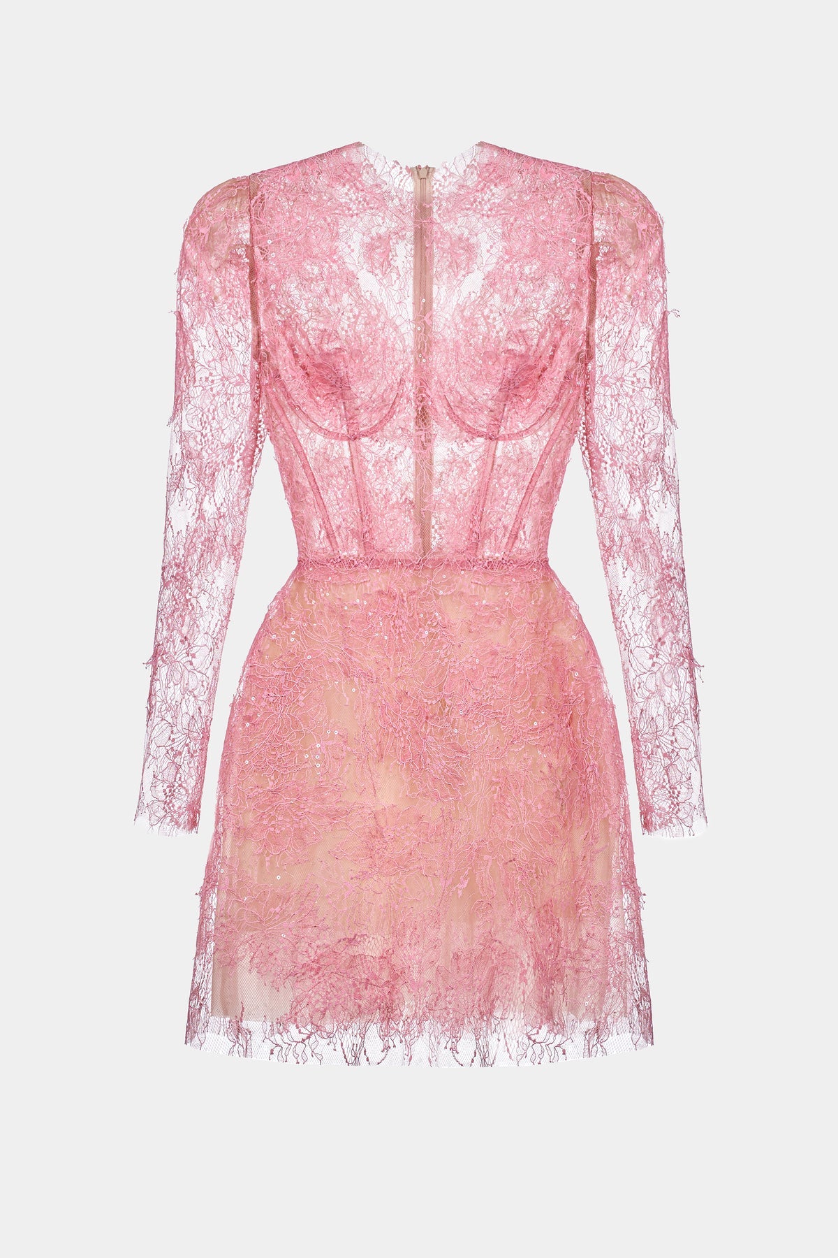 MONTSAND Blue Beaded Lace Mini Dress