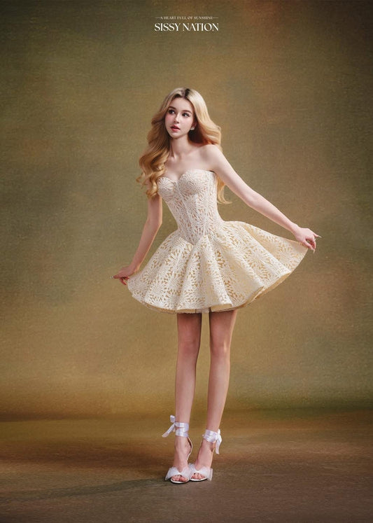 SISSY NATION Crean Corset Mini Dress