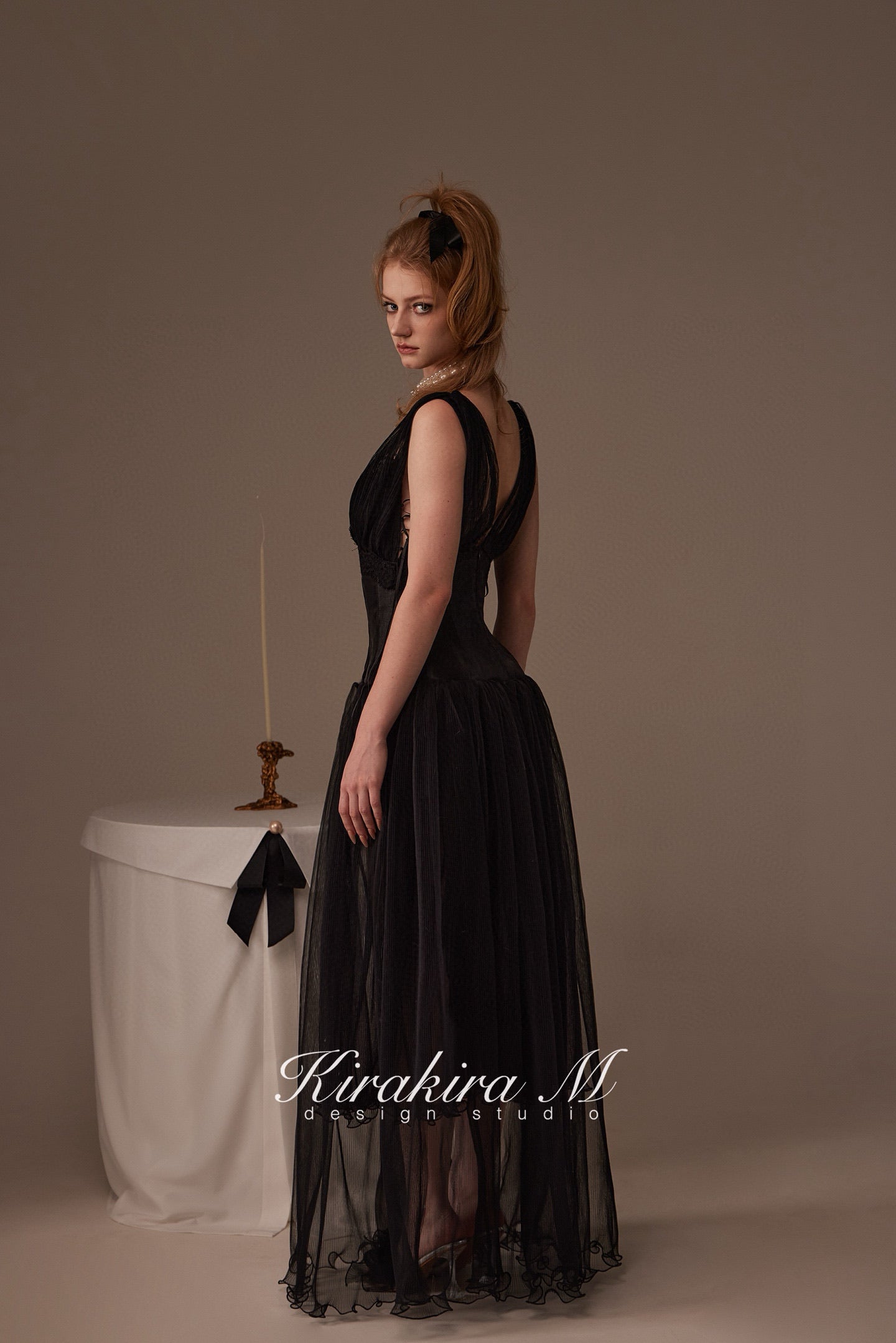 Kirakira M Black V- neck Maxi Dress