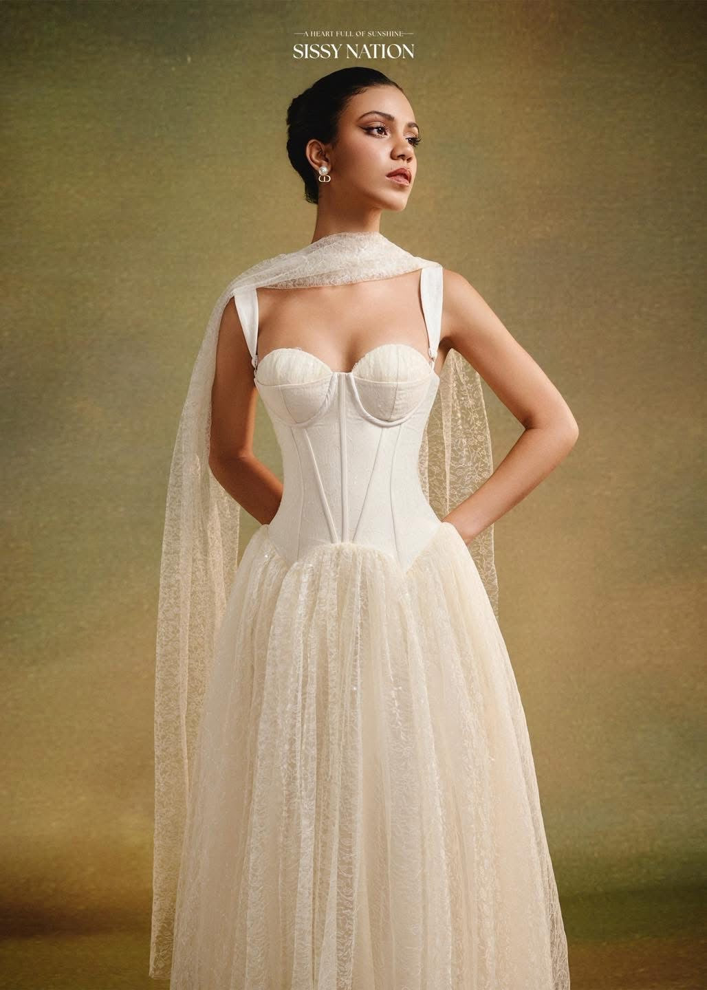 SISSY NATION White Elegant Moonlight Sonata Corset Maxi Dress