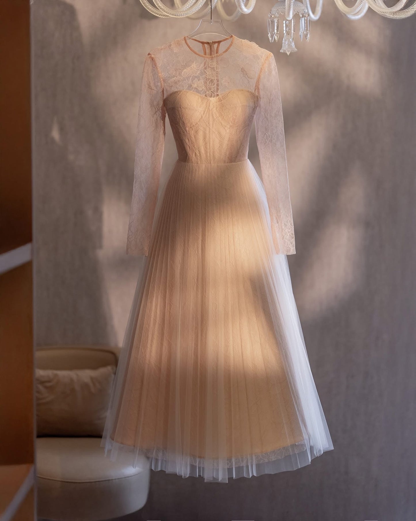 LOVELYN Nude Elegant Fairycore Opaline Maxi Dress