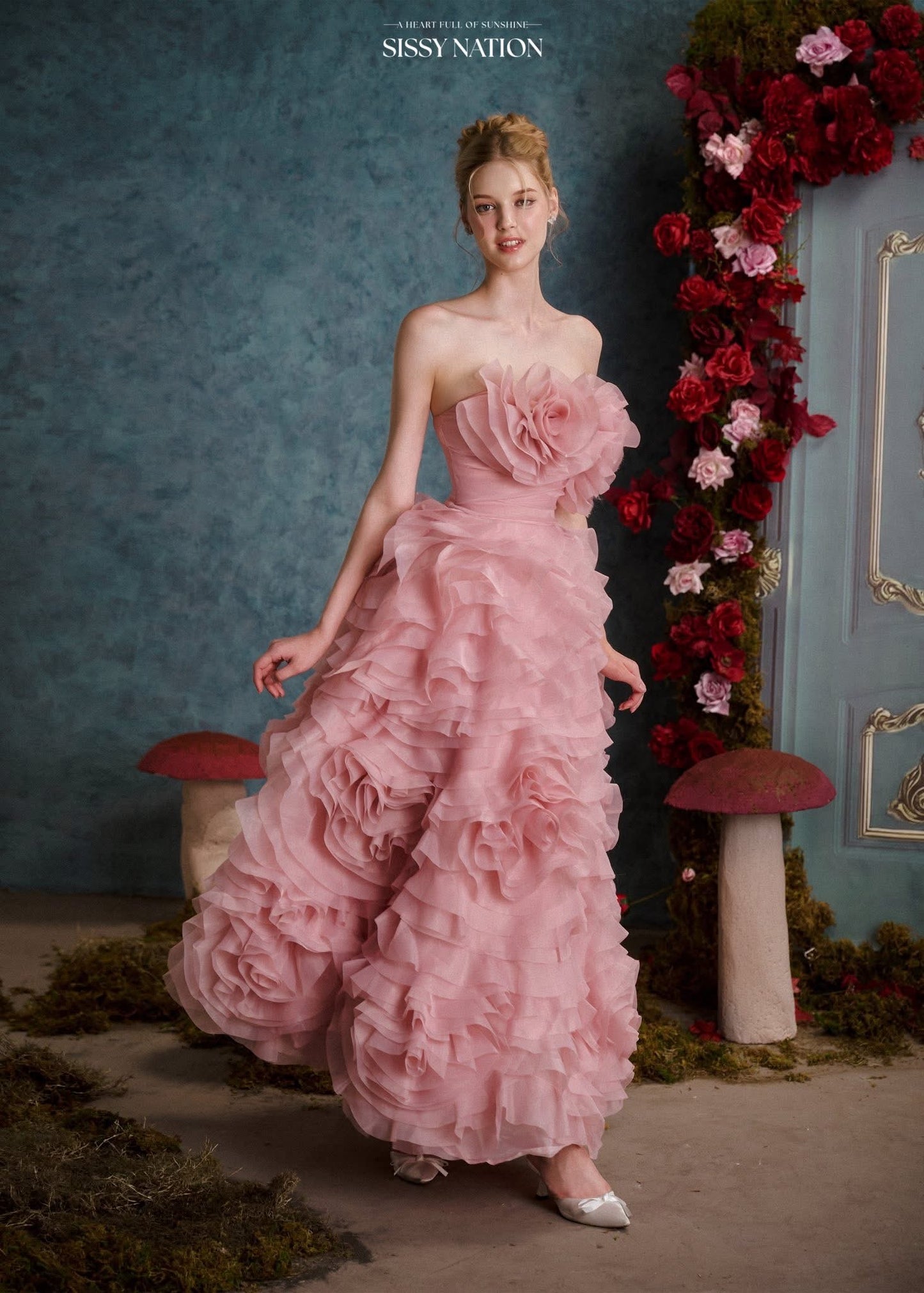 SISSY NATION Pink The Rosie Layers Gown Maxi Dress