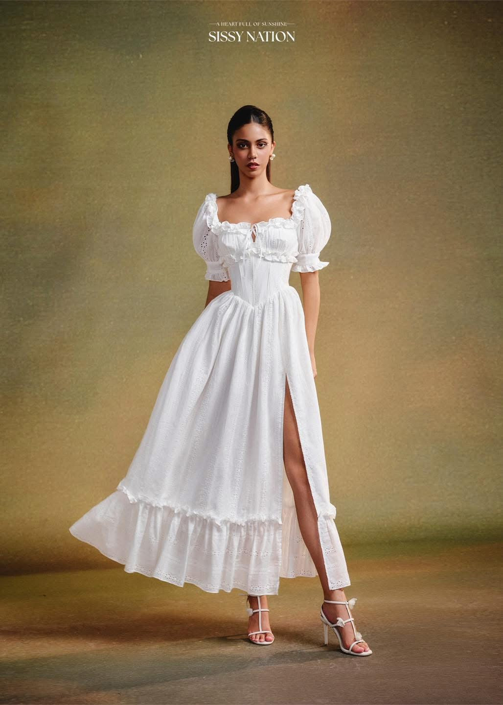 SISSY NATION White Miranda Corset Maxi Dress