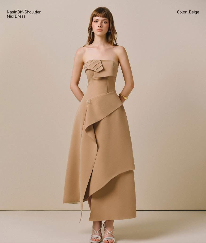 CICI BROWN NASIR Off-Shoulder Midi Dress