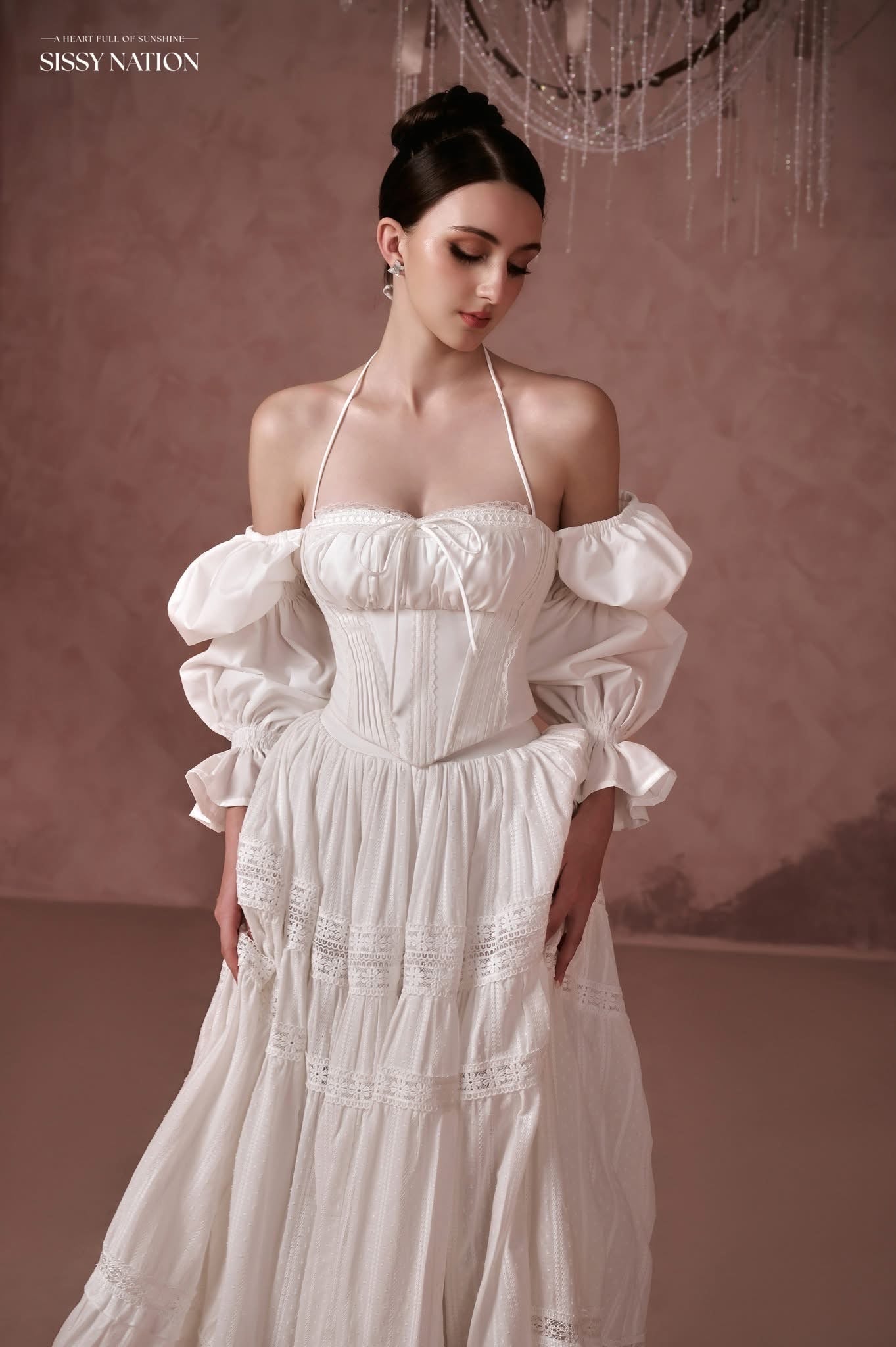 Sissy Nation White Christine Corset Maxi Dress