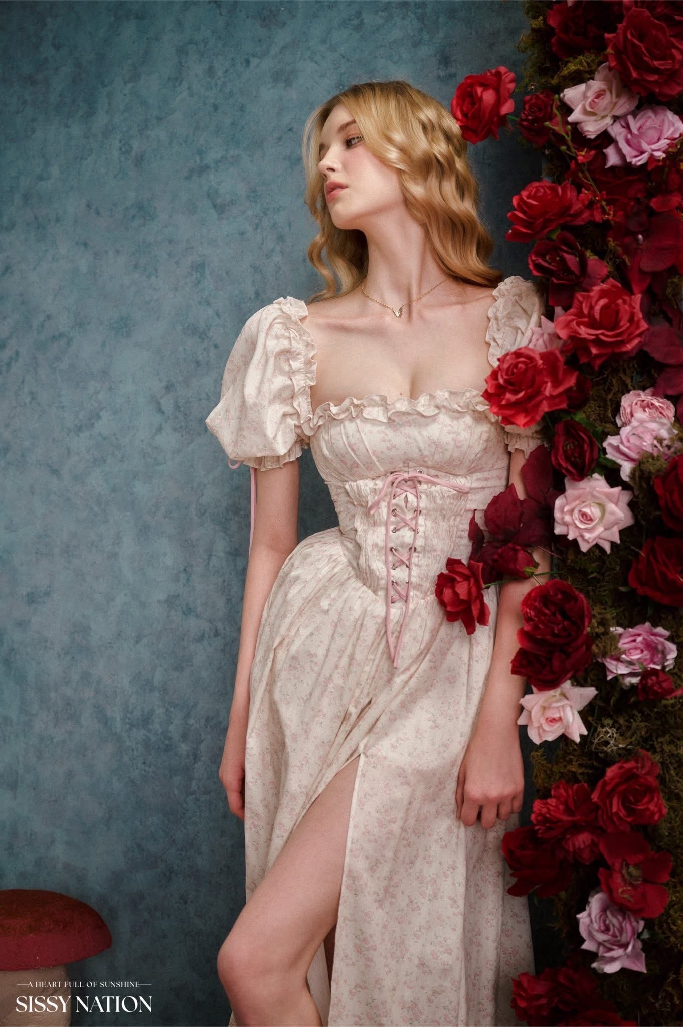 SISSY NATION White Summertime Sadness Corset Maxi Dress