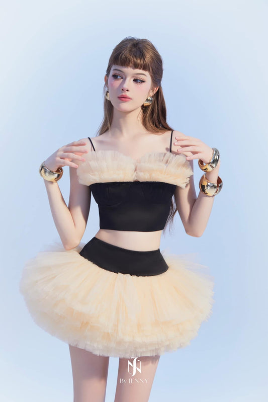 BY JENNY Airi Yellow Top& Skirt Set