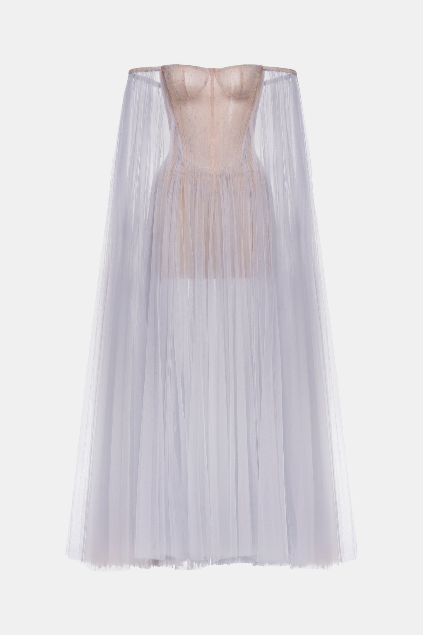 MONTSAND Blue Vacation Elegant Tulle Off-shoulder Maxi Dress
