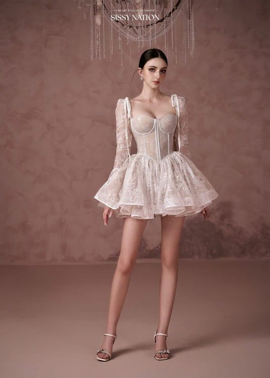 Sissy Nation Nude Lace Clover Corset Mini Dress