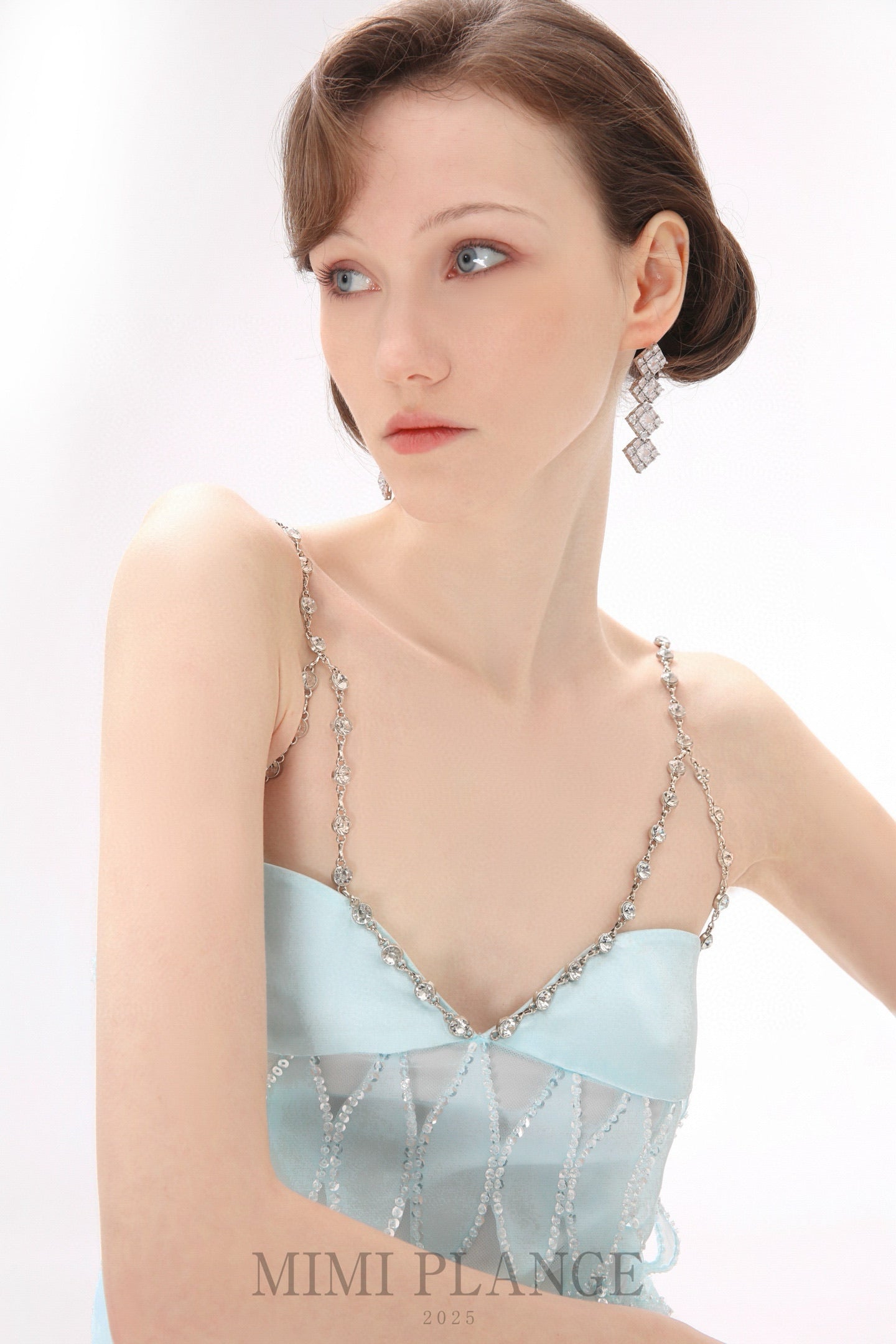 MIMI PLANGE Blue Diamond Mini Dress