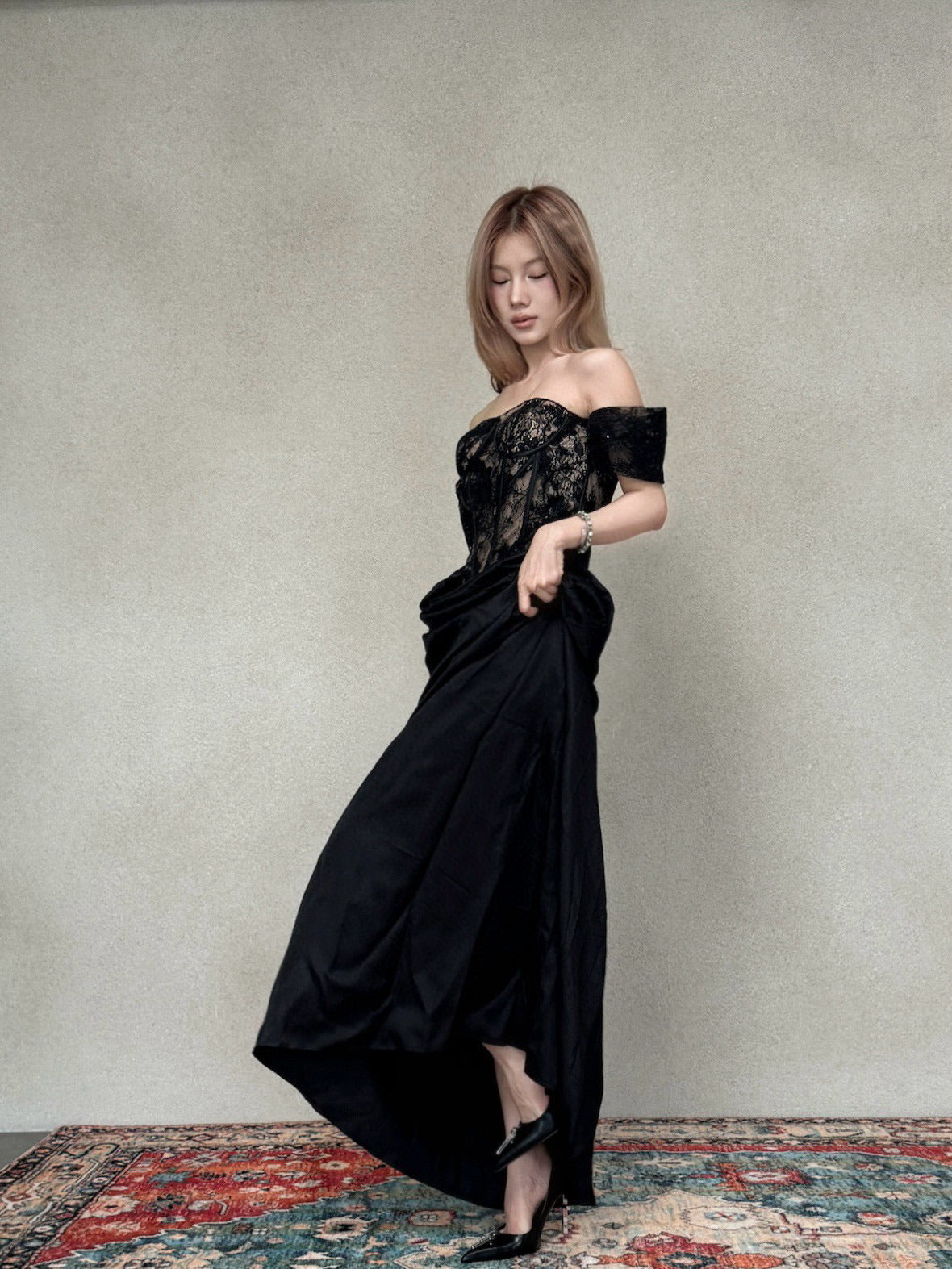 CROWCREW Black Lace Maxi Dress