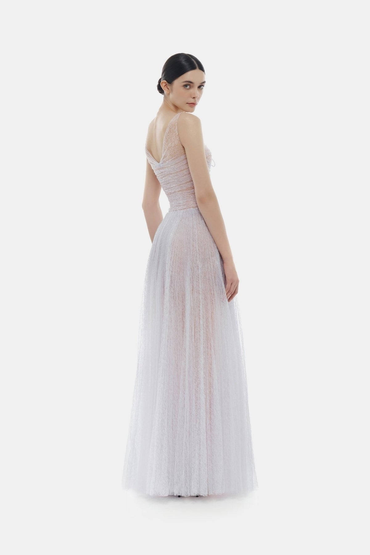 MONTSAND Blue Violet Drapped Maxi Dress